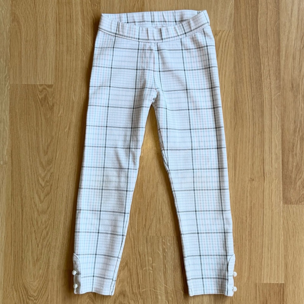 EUC Janie and Jack Girls Plaid Pants-White with Blue & Pink